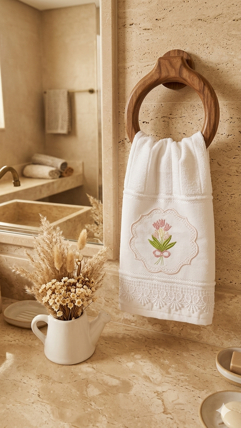Toalha Lavabo Tulipas